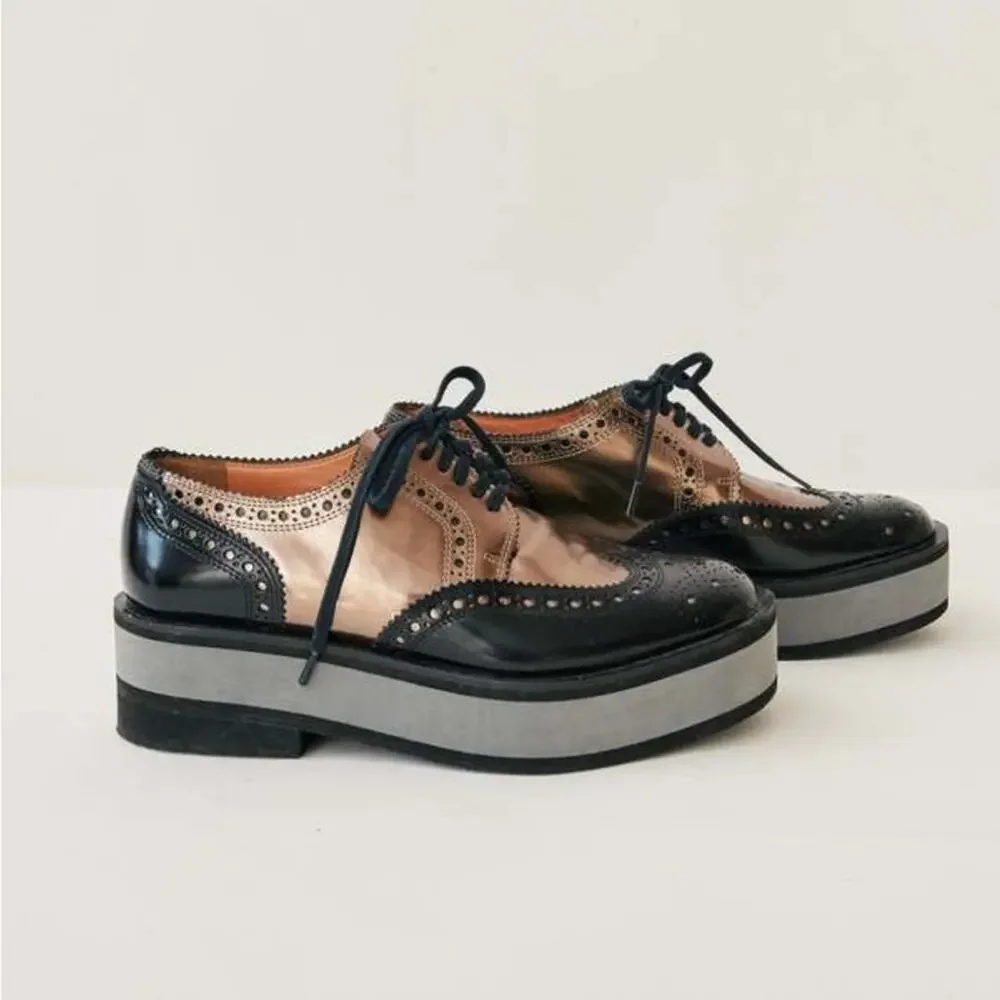 Robert clergerie metallic Oxford loafer platforms size 8 8.5